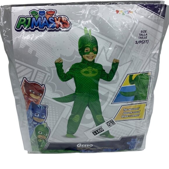 PJ Masks Gekko Costume Kids Green S 2T Toddler NEW Disguise - Picture 2 of 4